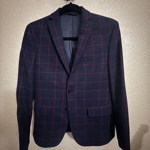 Navy Windowpane Blazer - Boys Smart Casual Jacket